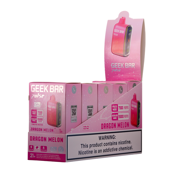 Close-up of a wild cherry geek bar device showing the coil mesh and e-liquid window