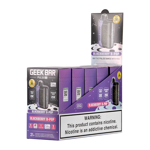 Comparison shot of the Geek Bar Pulse and Digiflavor Sky devices side by side, showing the difference in size and mouthpiece design for the geek bar banana strawberry flavor