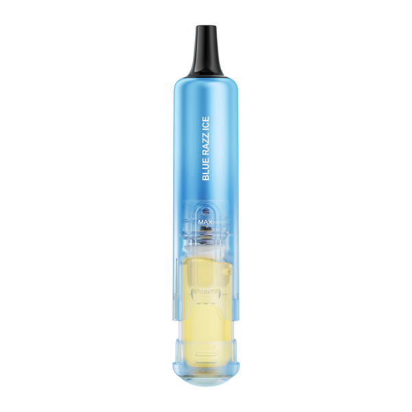 A sleek disposable vape device labeled Puff Bar Lychee Ice on a modern desk with eucalyptus branches.