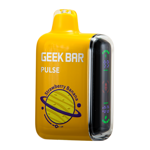 Strawberry Banana Geek Bar Pulse device showcasing the geek bar banana strawberry flavor design